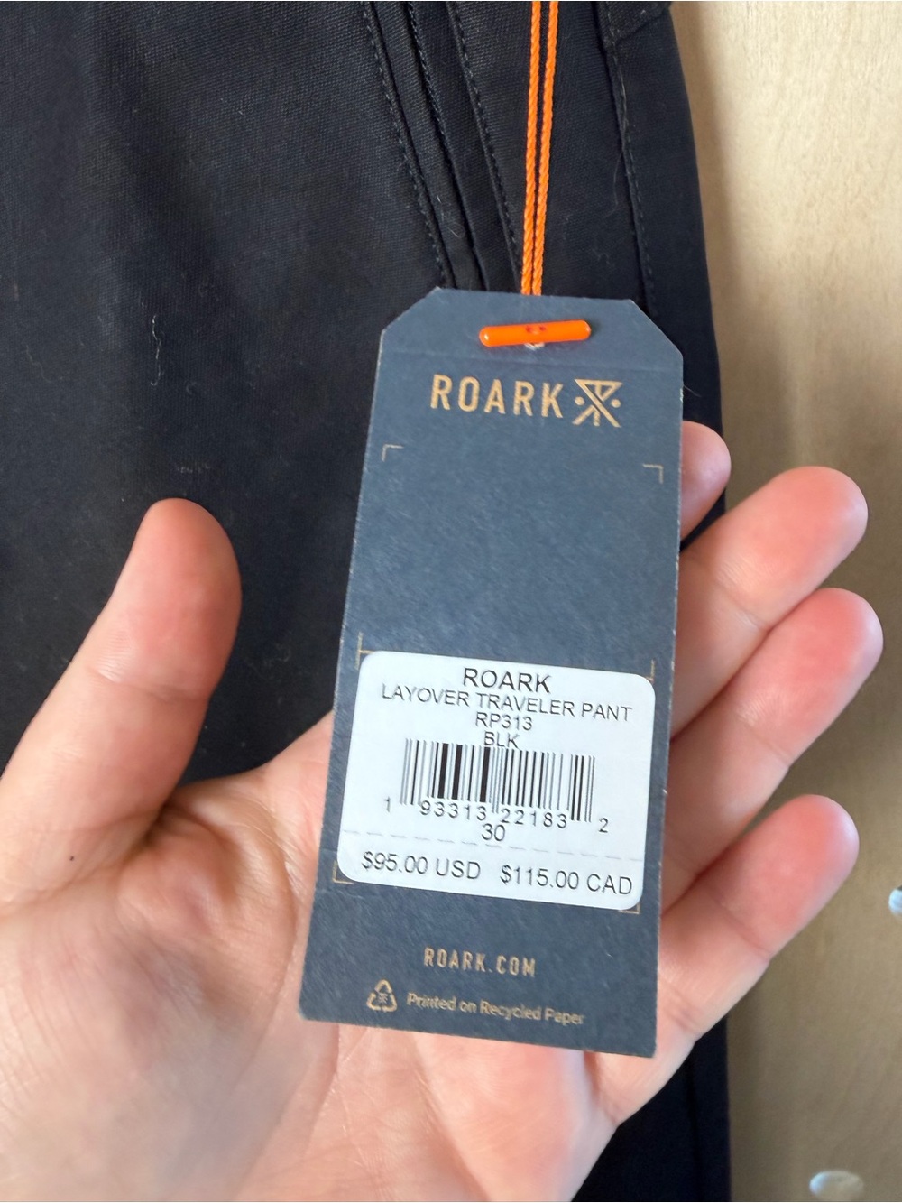 NWT $95 ROARK Men’s Layover Pro Traveler Pants in Black Waist 30 - Picture 6 of 10